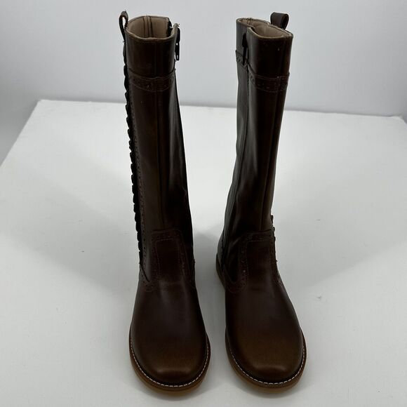 Elephantito Tall Braided Leather Knee High Boots Shoes Brown NWOB Girls Size 13 - Picture 4 of 12